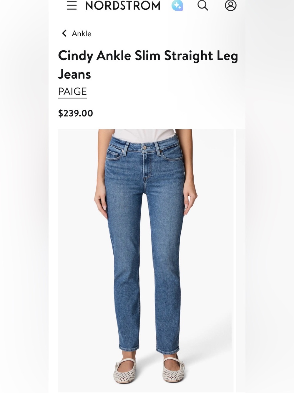 PAIGE High-Rise Straight Leg Jeans Size 26